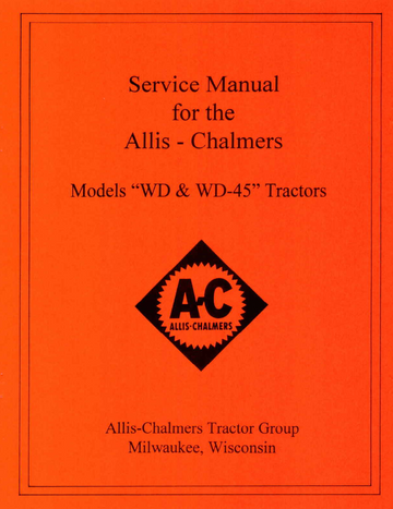 ALLIS CHALMERS B-C CA G RC WC WF WD WD45 TRACTOR