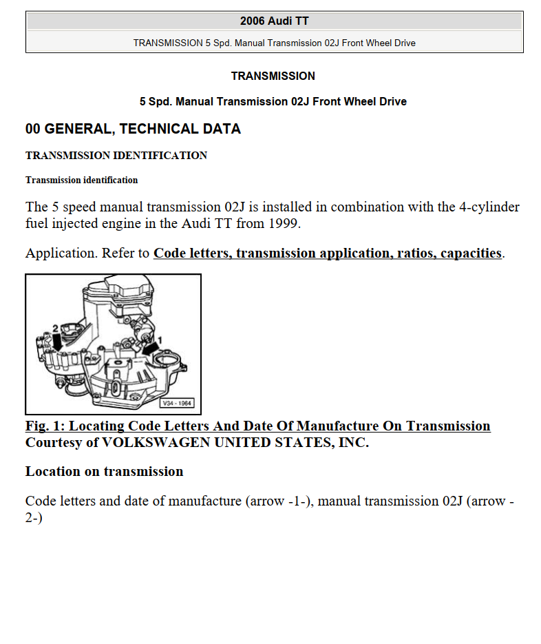 AUDI TT COUPE 1.8L TURBO 3.2L V6 1998-2006