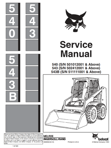 BOBCAT 540 543 543B SKID STEER LOADER