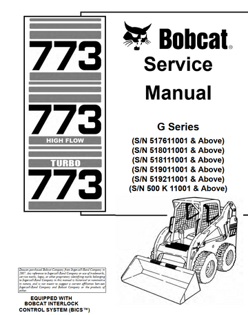 BOBCAT 773, 773 HIGH FLOW TURBO G SERIES EXCAVATOR