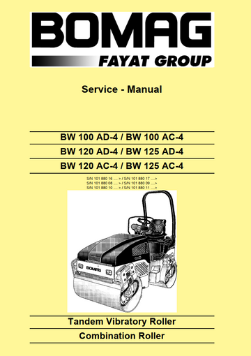 BOMAG BW 100 120 125 TANDEM VIBRATORY ROLLER