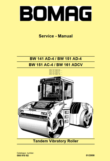 BOMAG BW 141 151 161 TANDEM VIBRATORY ROLLER 2008