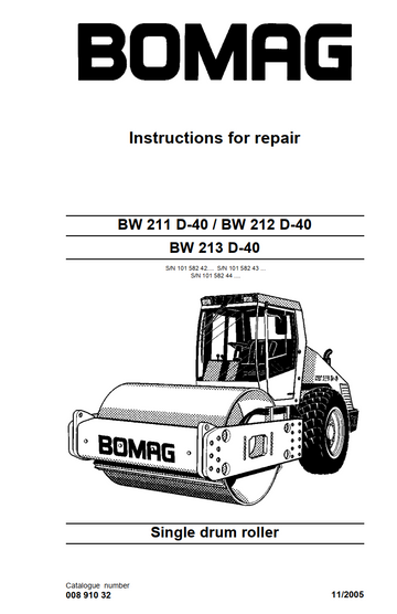 BOMAG BW 145 211 212 213 216 219 226 DRUM ROLLER