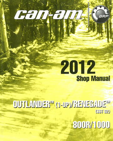 CAN-AM 2012 OUTLANDER RENEGADE 800R 1000 1-UP SST G2 ATV