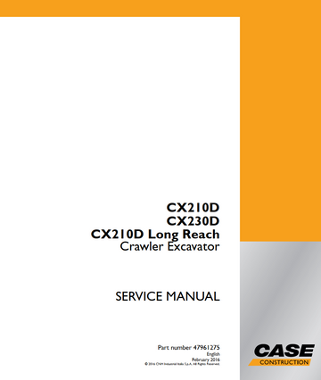 CASE CX210D CX230D, CX210D LONG REACH EXCAVATOR
