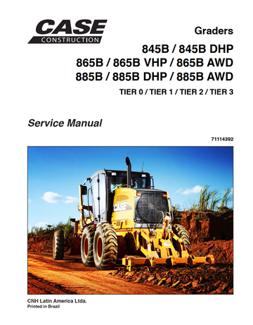 CASE MOTOR GRADER 800B SERIES 845B 865B 885B