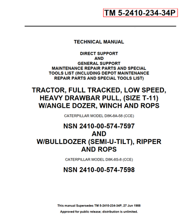 CATERPILLAR CAT D8K DOZER PARTS CATALOG