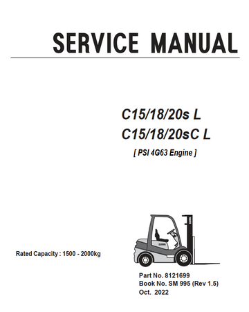 CLARK C15 C18 C20S L AND C L PSI 4G63 ENGINE FORKLIFT