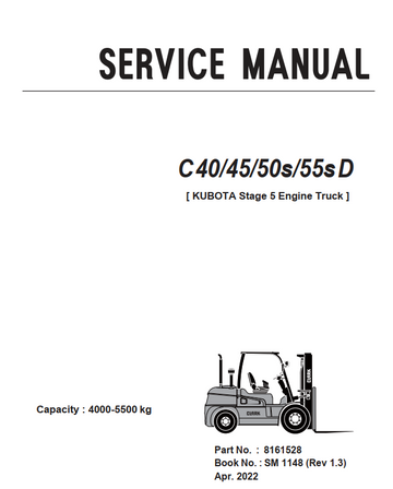 CLARK C40 C45 C50s C55s D KUBOTA STAGE 5 ENGINE FORKLIFT