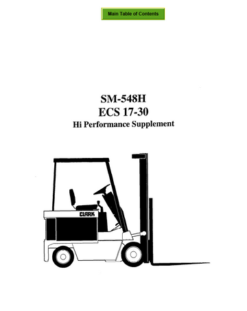 CLARK ECS 17 - 30 FORKLIFT HI PERFORMANCE SUPPLEMENT