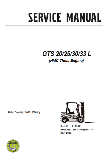 CLARK GTS 20 25 30 33 L HMC THETA ENGINE FORKLIFT