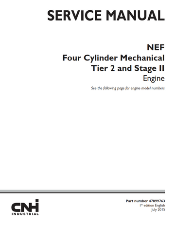CNH NEF 4-CYLINDER TIER 2 AND STAGE II DIESEL ENGINE