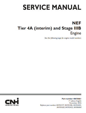 CNH NEF TIER 4A INTERIM AND STAGE IIIB ENGINE