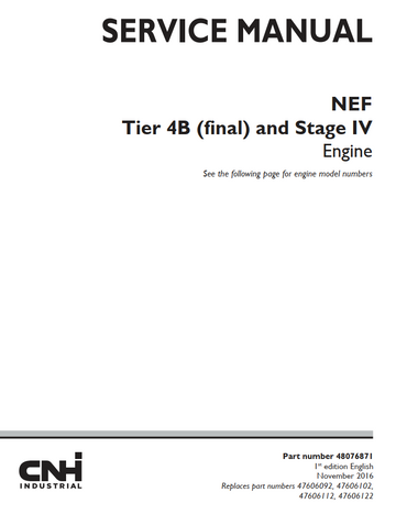 CNH NEF TIER 4B FINAL AND STAGE IV DIESEL ENGINE