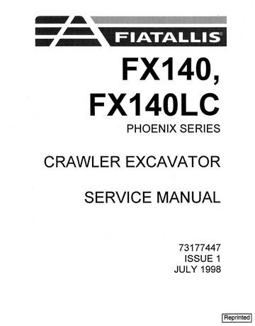 FIATALLIS FX140 FX140LC PHOENIX SERIES CRAWLER EXCAVATOR