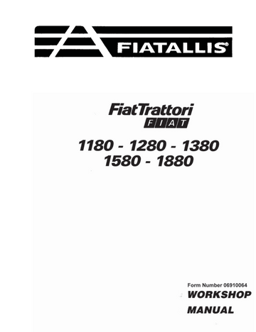 FIAT 1180 1280 1300 1380 1580 1880 DT TRACTOR