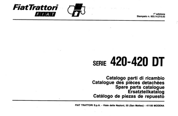 FIAT 420 420DT TRACTOR PARTS CATALOG