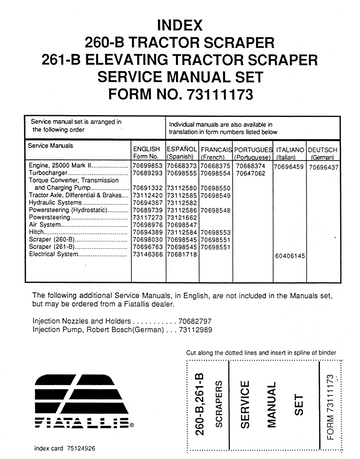 FIAT ALLIS 260-B SCRAPER AND 261-B ELEVATING TRACTOR SCRAPER
