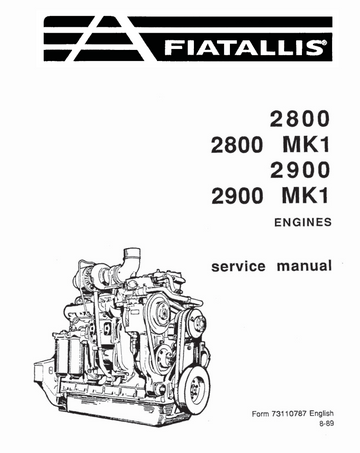 FIAT ALLIS 2800, 2800 MK1, 2900, 2900 MK1 ENGINES