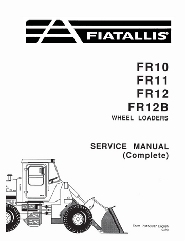 FIAT ALLIS FR10 FR11 FR12 FR12B WHEEL LOADER