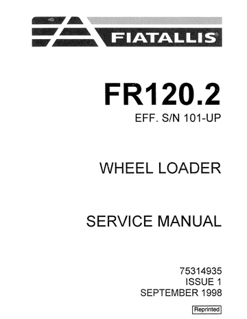 FIAT ALLIS FR120.2 FR 120.2 WHEEL LOADER TRACTOR