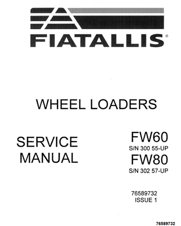 FIAT ALLIS FW FW60 FW80 WHEEL LOADER TRACTOR
