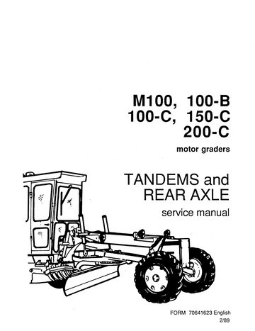 FIAT ALLIS M100 100B 100C 150C 200C MOTOR GRADER