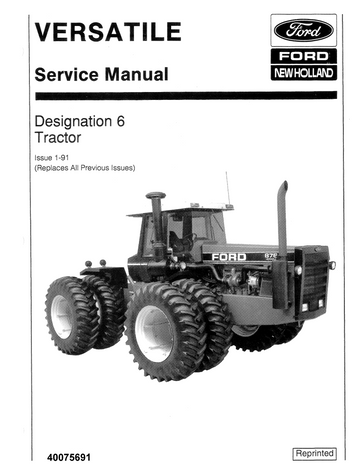 FORD NEW HOLLAND 836 846 VERSATILE DESIGNATION 6 4WD TRACTOR