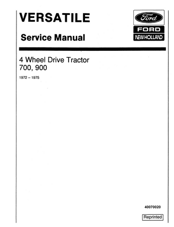FORD NEW HOLLAND VERSATILE 700 900 4WD TRACTOR