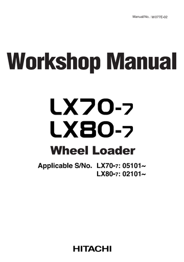 HITACHI LX70-7 LX80-7 TRACTOR
