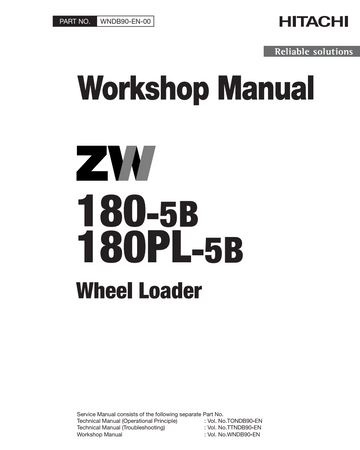 HITACHI ZW180-5B ZW180PL-5B LOADER TRACTOR