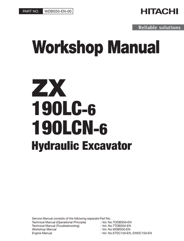 HITACHI ZX 190LC -6 ZX 190LCN-6 HYDRAULIC DIGGER