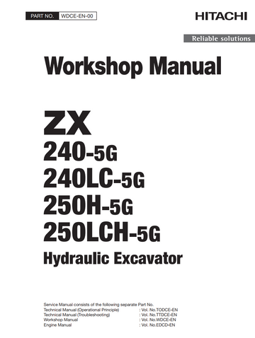 HITACHI ZX 240-5G ZX240LC-5G ZX250H-5G ZX250LCH-5G DIGGER