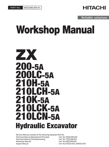HITACHI ZX 200-5A 200LC-5A 210H-5A 210LCH-5A 210K-5A 210LCK-5A 210LCN-5A HYDRAULIC