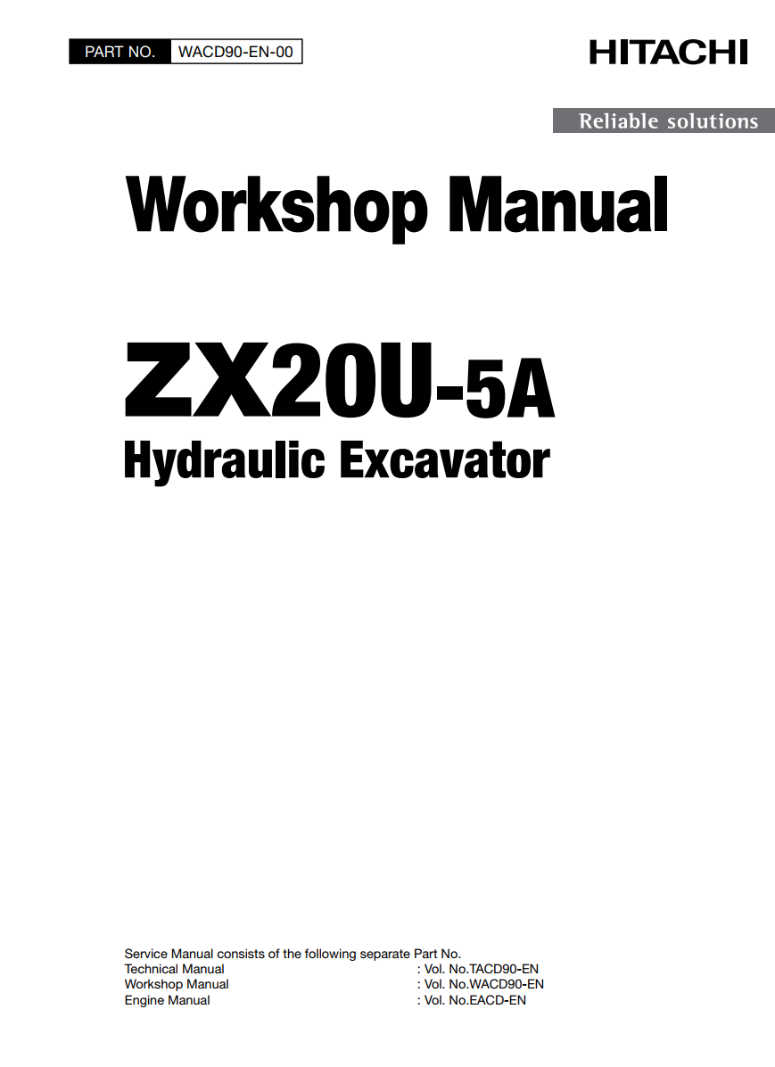 HITACHI ZX 20U -5A MINI EXCAVATOR WORKSHOP, TECHNICAL, PARTS, WIRING M HITACHI ZX 20U -5A MINI EXCAVATOR WORKSHOP, TECHNICAL, PARTS, WIRING M