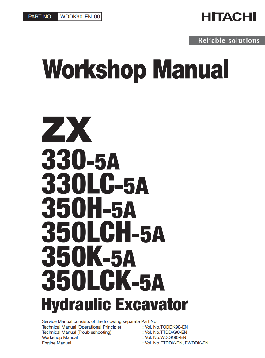 HITACHI ZX 330-5A 330LC-5A 350H-5A 350LCH-5A 350K-5A 350LCK-5A EXCAVAT
