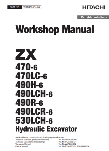HITACHI ZX 470-6 470LC-6 490H-6 490LCH-6 490R-6 490LCR-6 530LCH-6