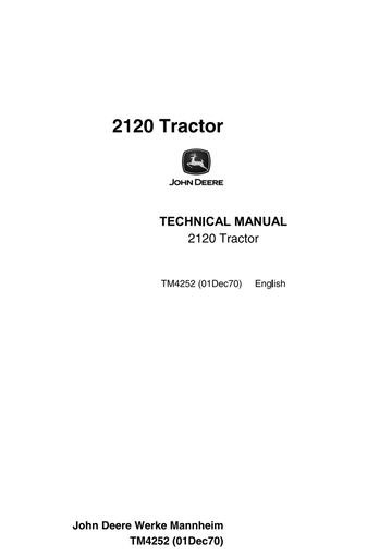 JOHN DEERE 2120 2140 TRACTOR