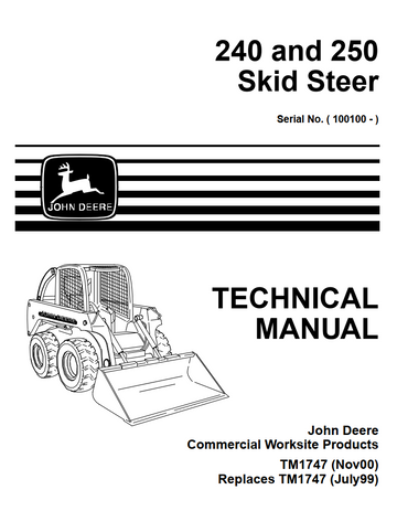 JOHN DEERE 240 AND 250 DIESEL SKID STEER EXCAVATOR