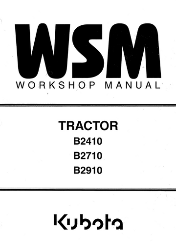 KUBOTA B2410 B2710 B2910 TRACTOR