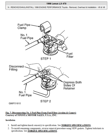 LEXUS 470 4.7L 1998-2005