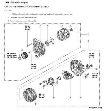 MAZDA 2 MAZDA2 DE SERIES 1 AND 2 1.5L 2008-2014