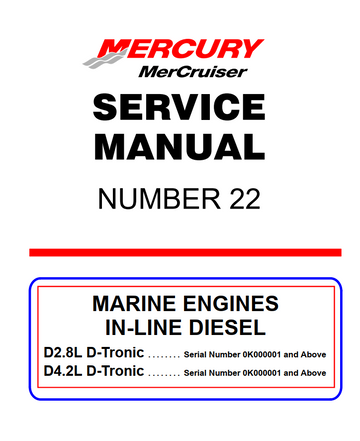 MERCURY MERCRUISER D2.8L D4.2L D-TONIC #22 MARINE ENGINE