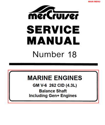 MERCURY MERCRUISER GM V6 4.3L #18 MARINE ENGINE