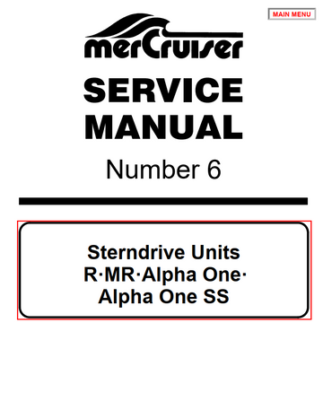 MERCURY MERCRUISER STERNDRIVE R MR ALPHA 1 ALPHA 1 SS # 6