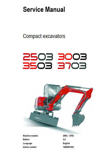 NEUSON 2503 2003 3503 3703 EXCAVATOR