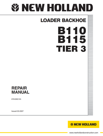NEW HOLLAND B110 B115 & B110 B115 TIER 3 III BACKHOE LOADER