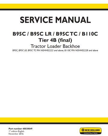 NEW HOLLAND B95C B95C LR B95C TC B110C TIER 4B LOADER BACKHOE