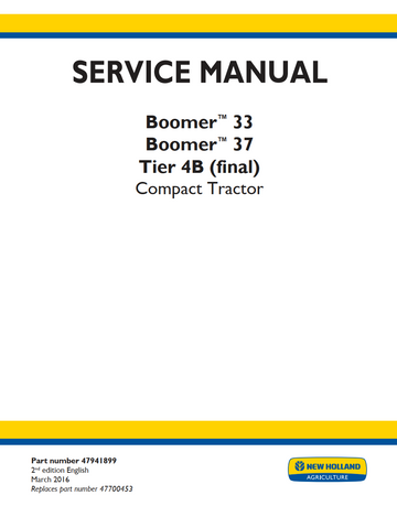 NEW HOLLAND BOOMER 33 BOOMER 37 TIER 4B COMPACT TRACTOR