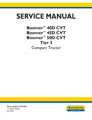 NEW HOLLAND BOOMER 40D 45D 50D CVT TIER 3 COMPACT TRACTOR